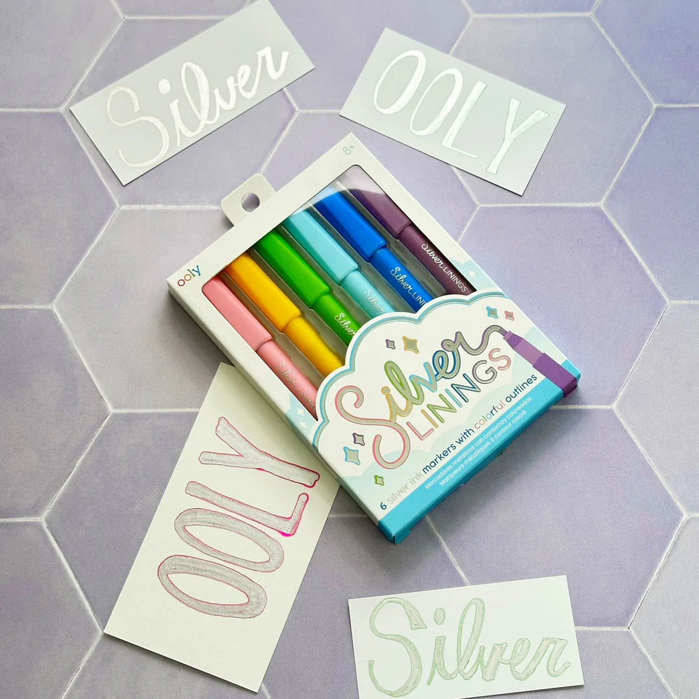 6-pack of Silver Metallic Outline Markers - Silver Linings Outline Markers