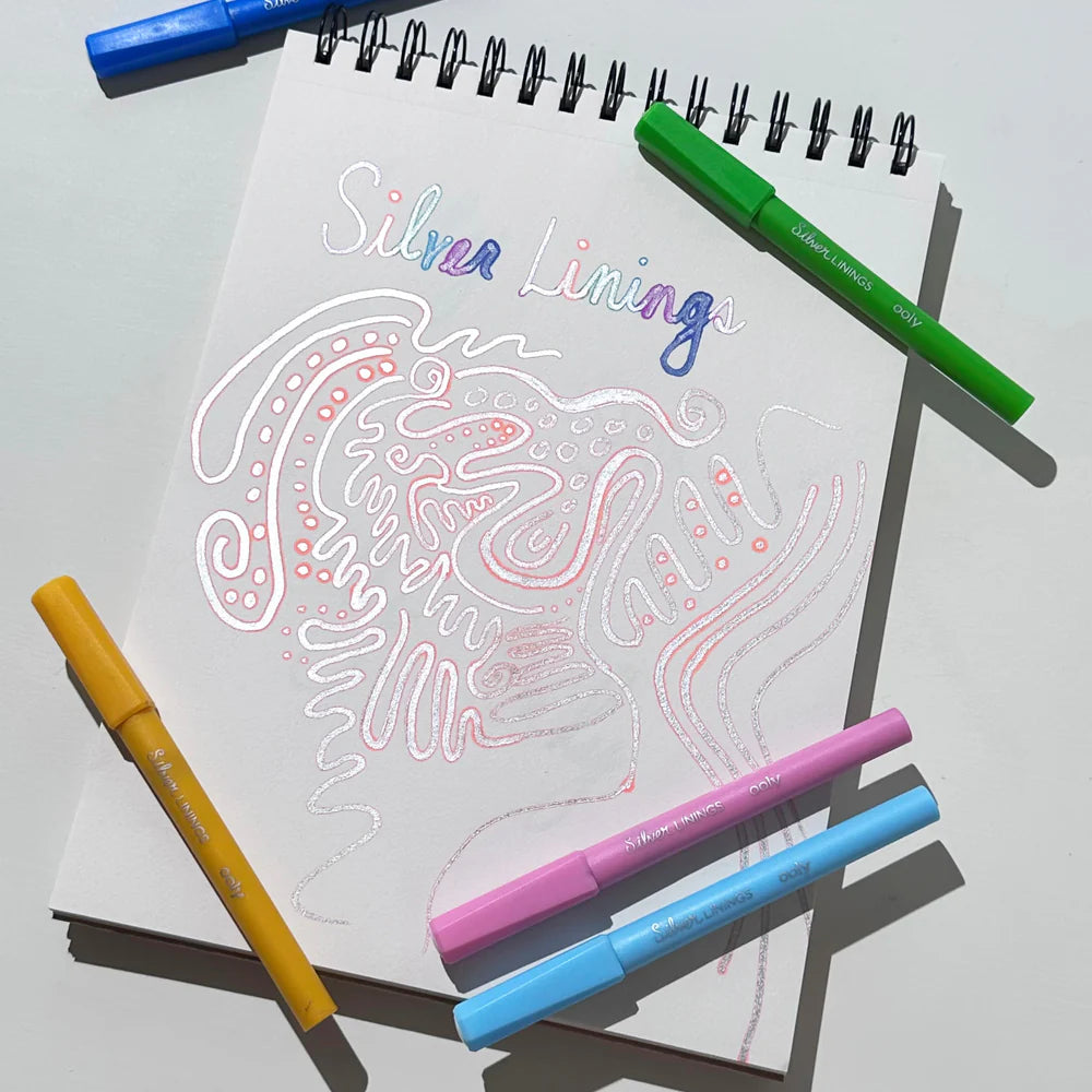 6-pack of Silver Metallic Outline Markers - Silver Linings Outline Markers