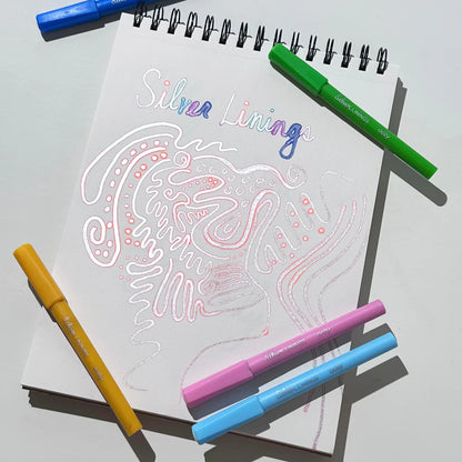 6-pack of Silver Metallic Outline Markers - Silver Linings Outline Markers