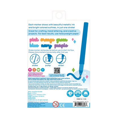 6-pack of Silver Metallic Outline Markers - Silver Linings Outline Markers