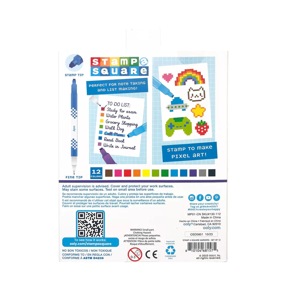 Stamp-A-Square Double Ended Markers - Set of 12