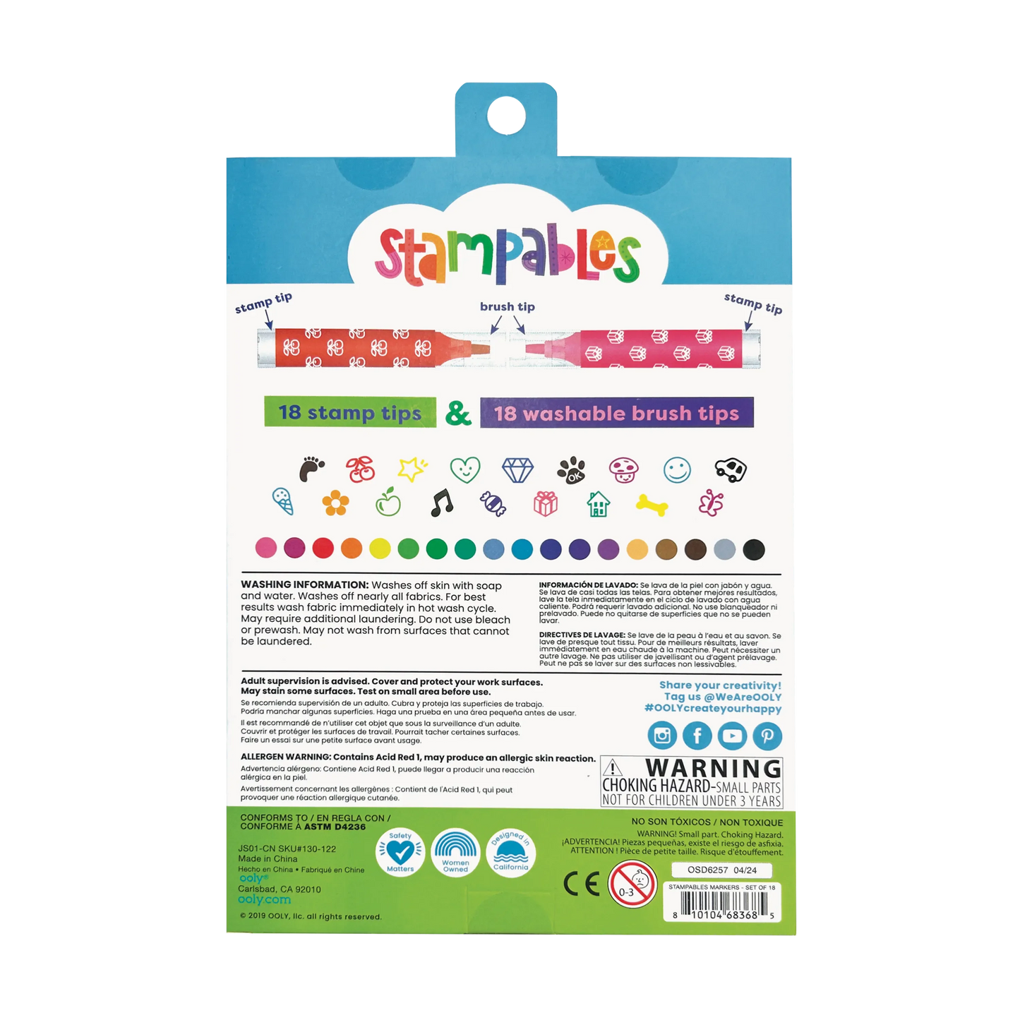 OOLY Lukt & Stämpelpennor Fruktdoft Stampables Scented Double-ended Stamp Markers - Set om 18