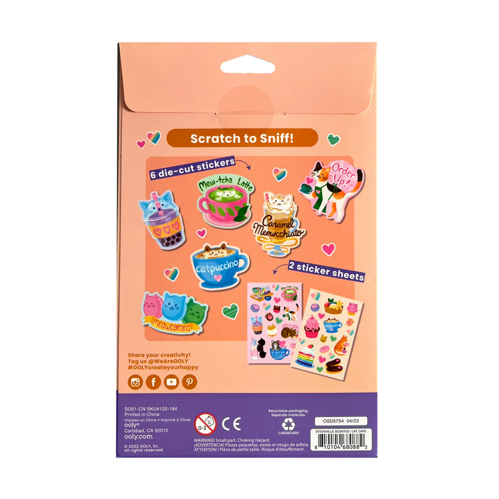 OOLY Stickiville Stickers: Kattkafé - Doftande