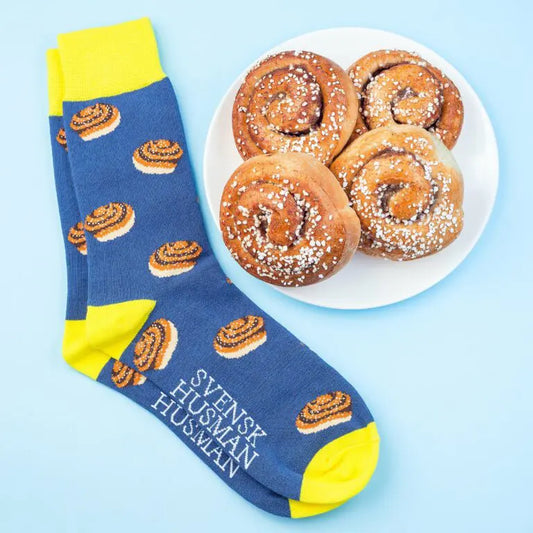 Svensk Husman Strumpor Fika Kanelbullen