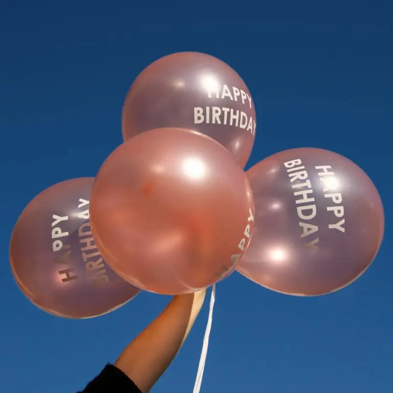 Ballonger 5-pack Happy Birthday Rosa Guld