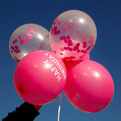 Ballonger 5-pack Happy Birthday Rosa Konfetti
