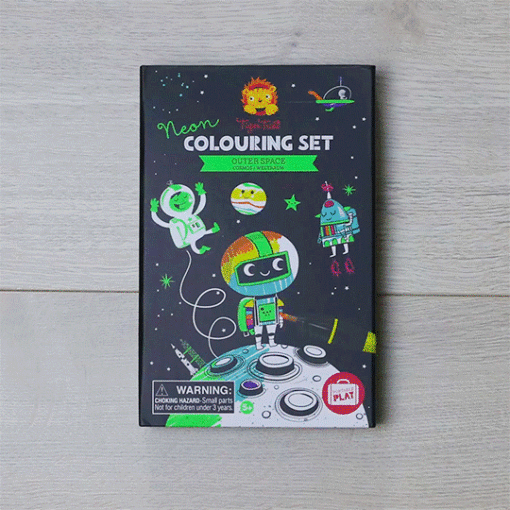 Tiger Tribe Målarbokset Neon med Stickers & Pennor - Yttre Rymden