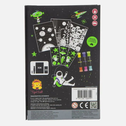 Tiger Tribe Målarbokset Neon med Stickers & Pennor - Yttre Rymden