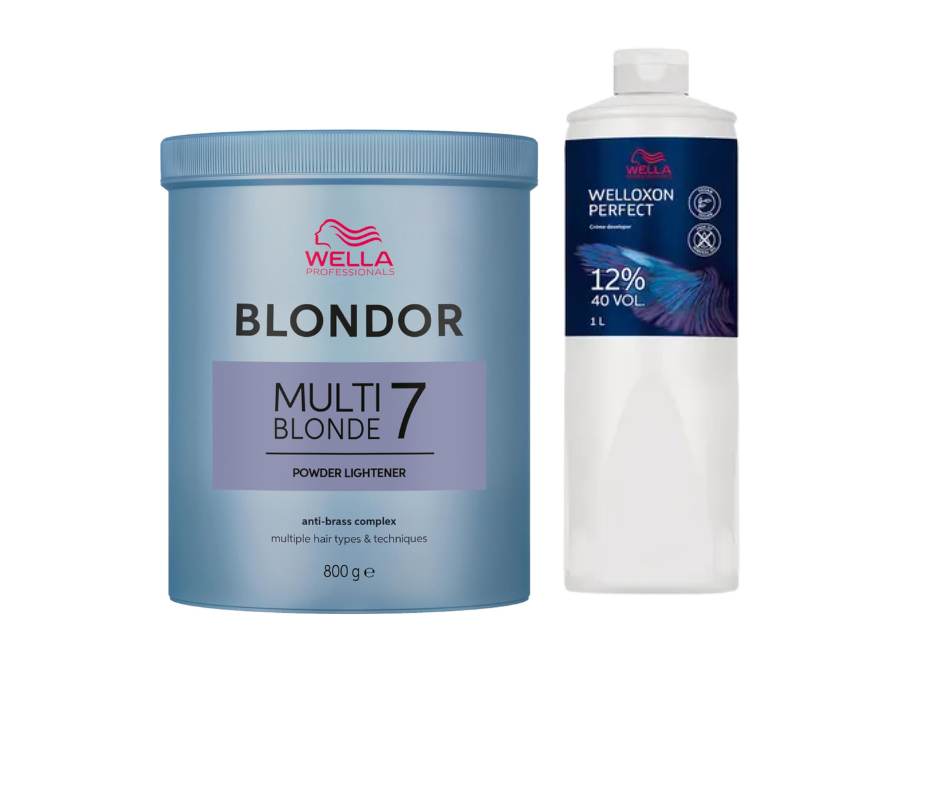 Wella Blondor Multi Blonde 7 Powder 800g + Welloxon Perfect Creme Develope 40vol. 12% 1000ml