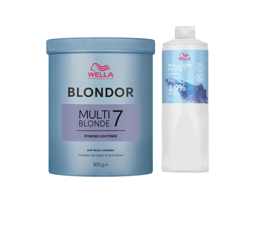 Wella Blondor Multi Blonde 7 Powder 800g + Welloxon Perfect Creme Developer 1,9% 1000ml - Combo pack