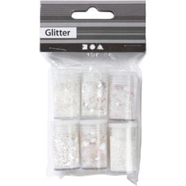 Glitter och Paljetter Vit 6-pack