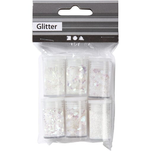 Glitter och Paljetter Vit 6-pack