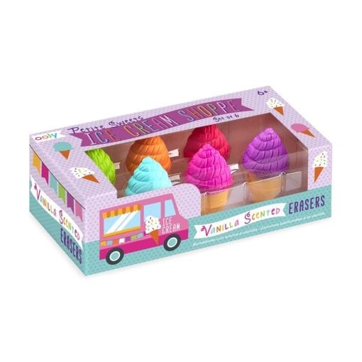 112393-3 OOLY Luktsudd Petite Sweets Ice Cream Shoppe Scented Erasers - Set om 6