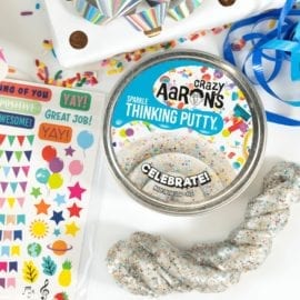 112570 Crazy Aarons Thinking Putty Big Tin Happy Birthday Celebrate