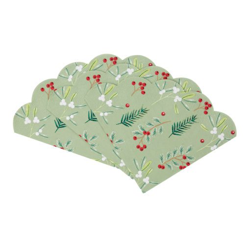 113094-2 Talking Tables Servetter Julmotiv Skulpterad Kant 30 cm dia 20 st - Botanical Berry