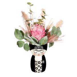 114045 Sass & Belle Handmålad Vas Byst Monokrom - Frida Kahlo