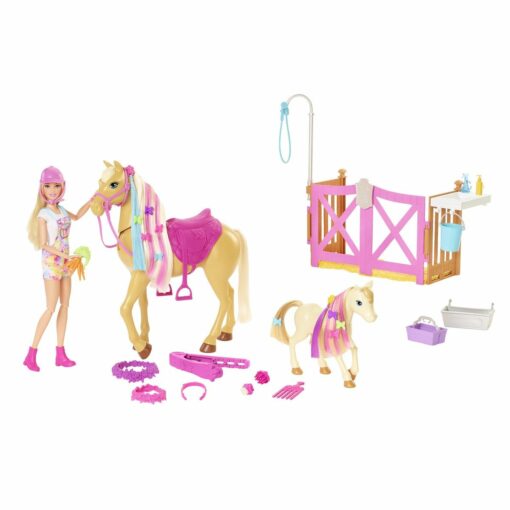 114167 Barbie Docka Groom 'n Care med Docka, Häst, Pony & 20+ Tillbehör1