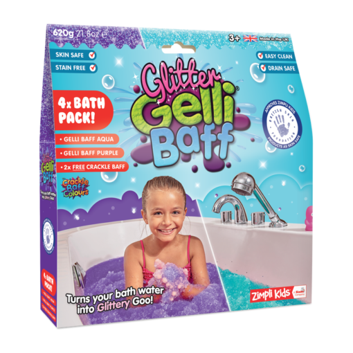Zimpli Kids Badpaket 2xGlitter Gelli Baff + 2xCrackle Baff 620 Gram