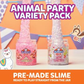 Elmer's Gue 2-pack Pre Made Slime, Party Animals Slime