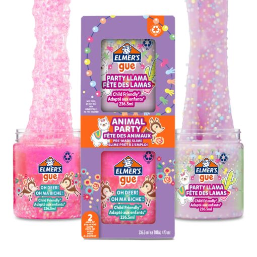 Elmer's Gue 2-pack Pre Made Slime, Party Animals Slime