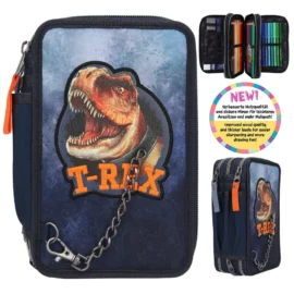 Dino World T-Rex Trippelpennfodral 3 Fack & Tillbehör