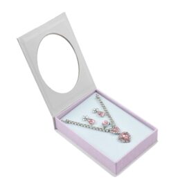 Smyckesset 4-delar Halsband & Clipsörhängen Rosa/Silver - the Marilyn