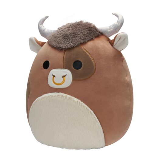 Squishmallows Official Kellytoy Tjur Shep the Brown Spotted Bull 30 cm